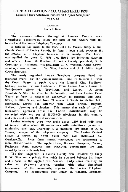 Vol19N1p45 Louisa Telephone Co.Chartered 1898.pdf